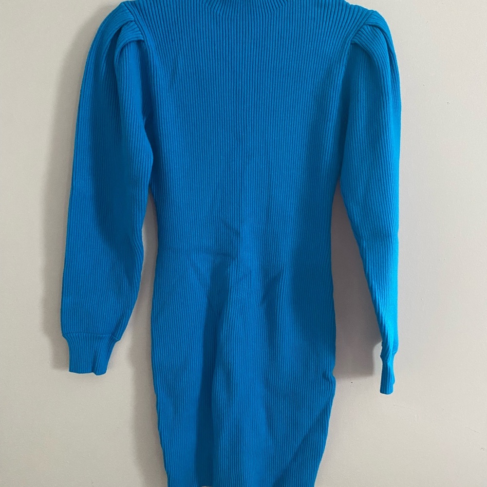 Blue Ribbed Knit Dress